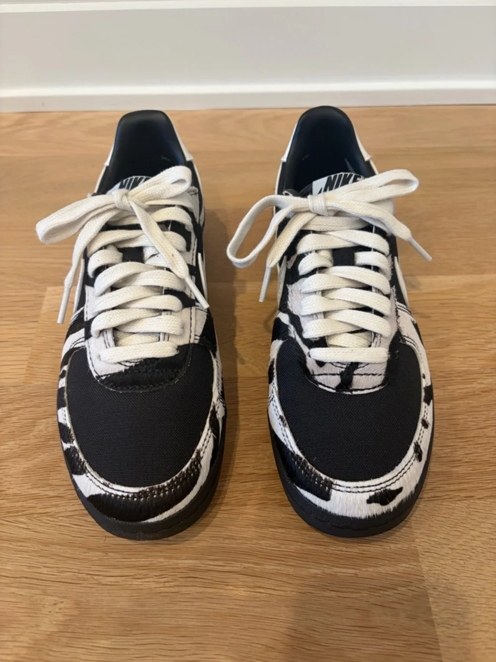 NWT Nike Field General Black & White Zebra-Print Hair Calf Low Top Sneaker